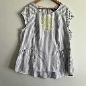 Lane Bryant Striped Embroidery Blouse